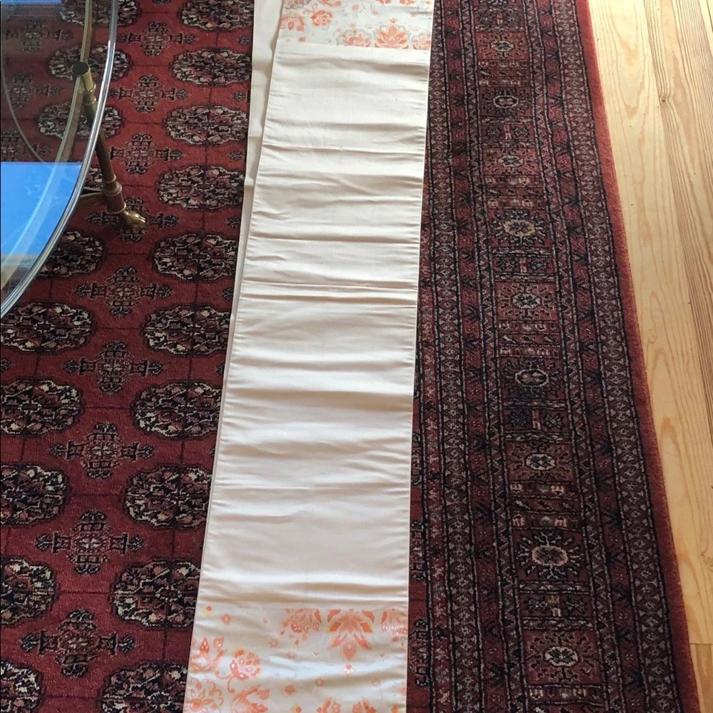 14 FOOT‎ Table Runner 12” Wide Peach Floral Satin